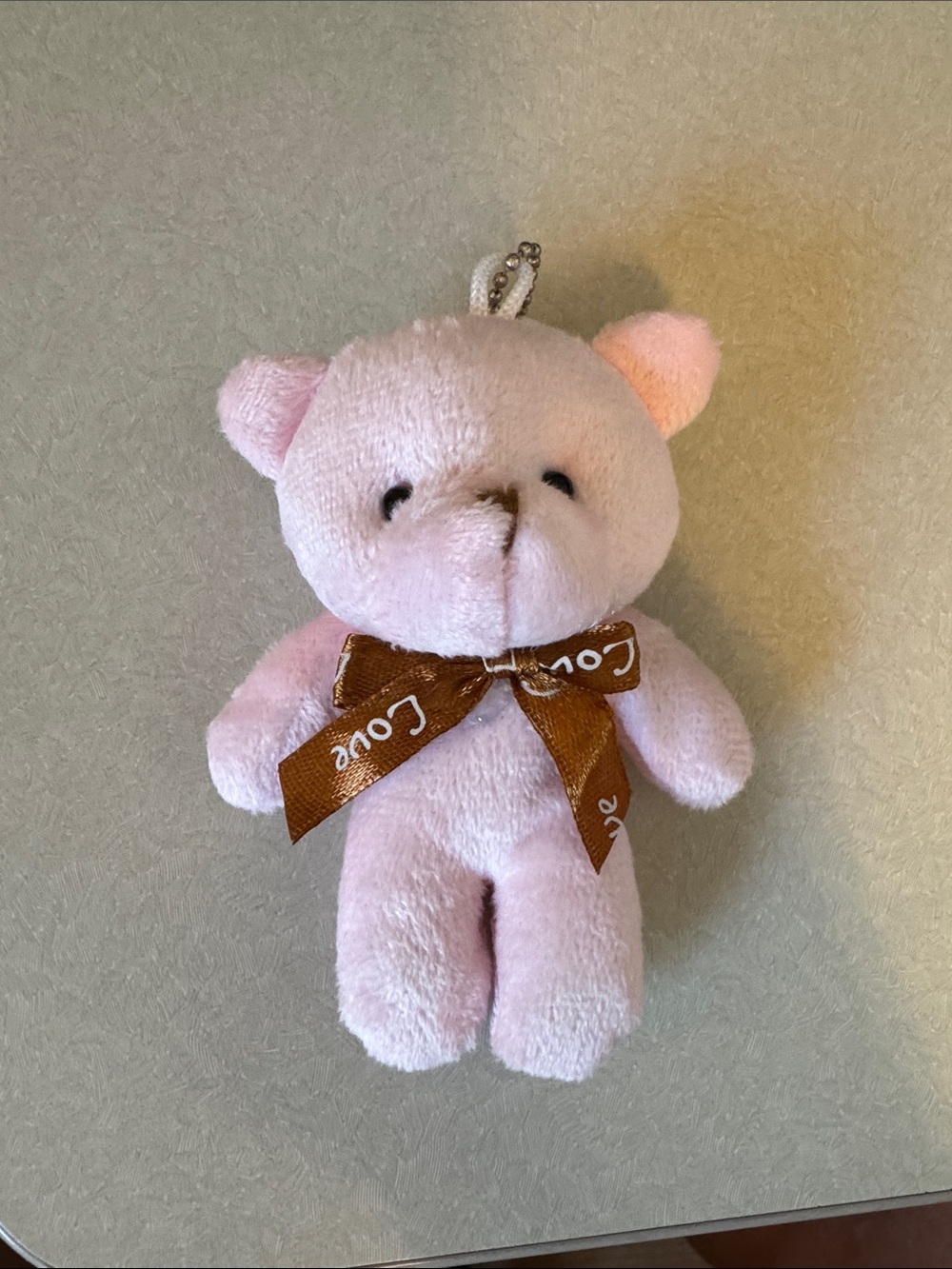 Light Pink Plush Bear Keychain